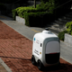 A delivery robot makes a trip in Singapore.